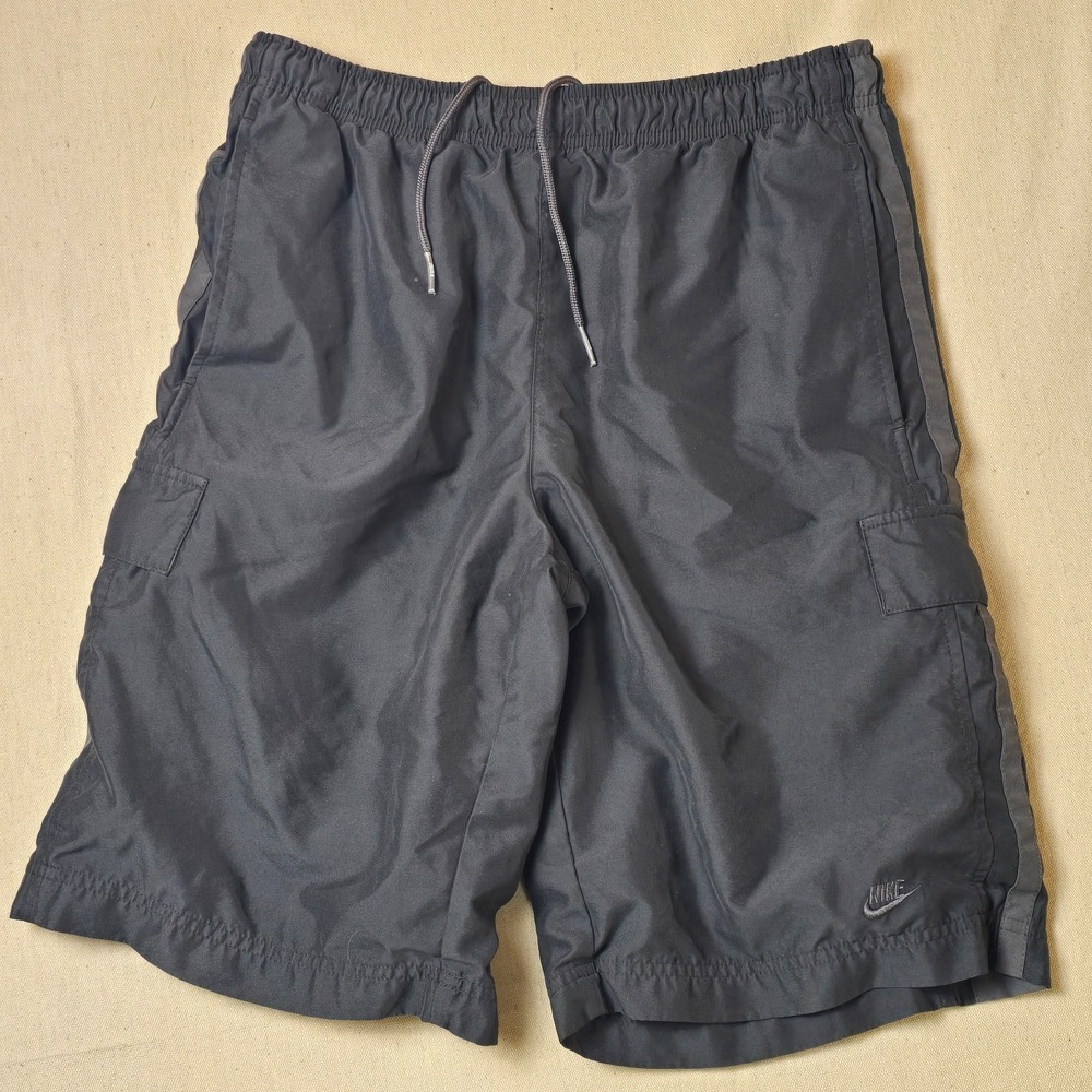 Vintage‎ Nike Men's Cargo Shorts Size M Black Gray Relaxed Fit Mesh Lined